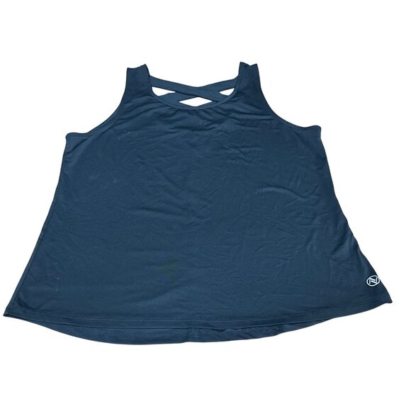 Adrienne Vittadini Sport Black Tank Top LG Stretchy Cross Back Yoga Fitness Top - Picture 9 of 9